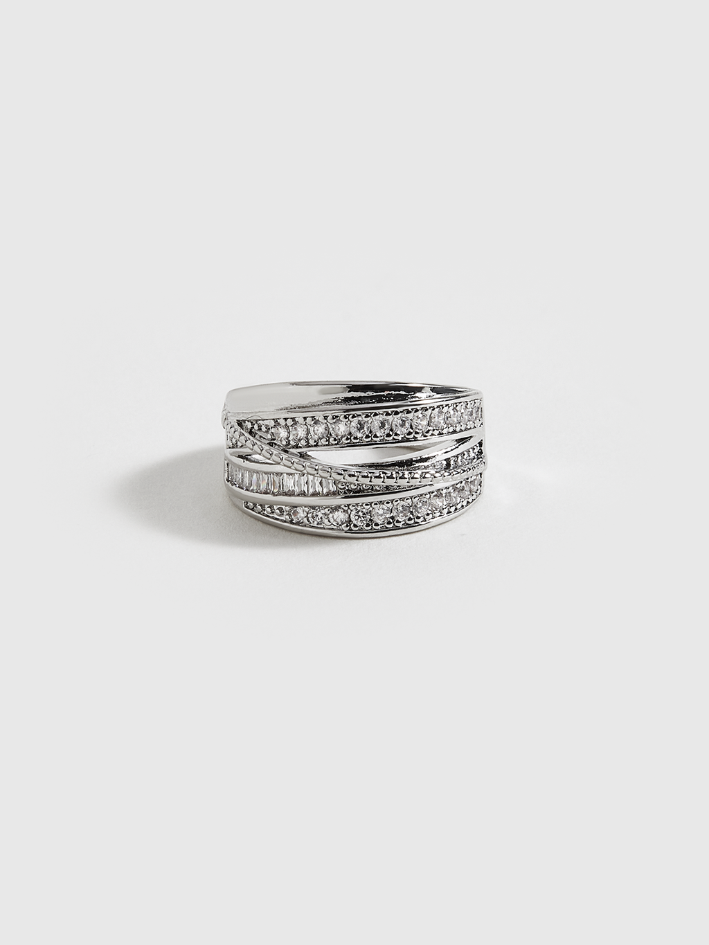 Layered Adjustable Ring with Rhinestones