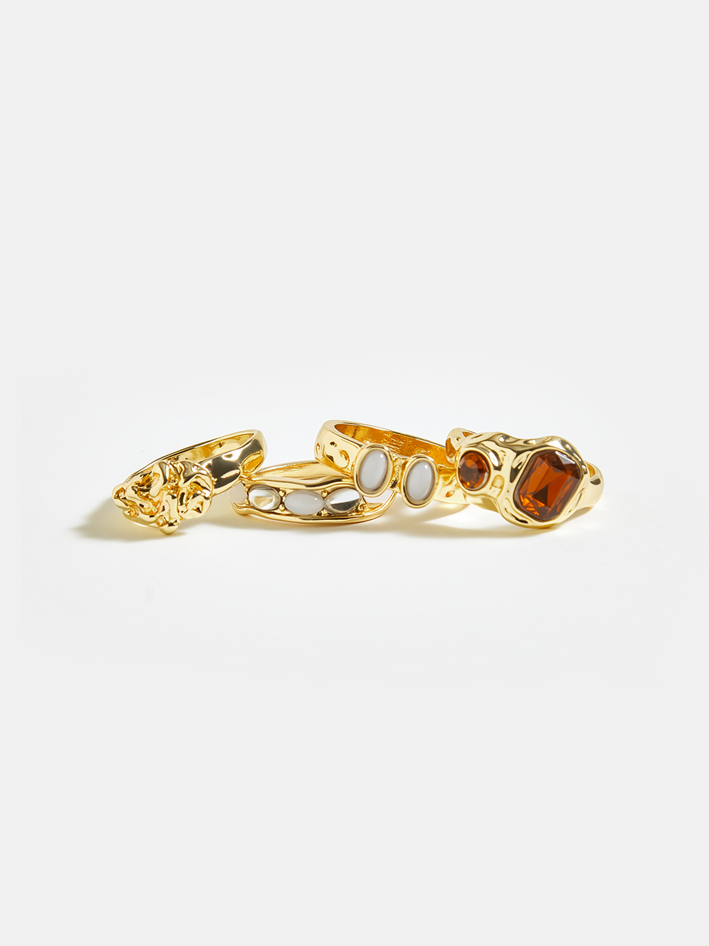 4pcs Gemstone Golden Ring Set